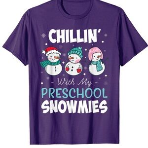 Kids Purple 'Chillin' With My Preschool Snowmies' Graphic Tee